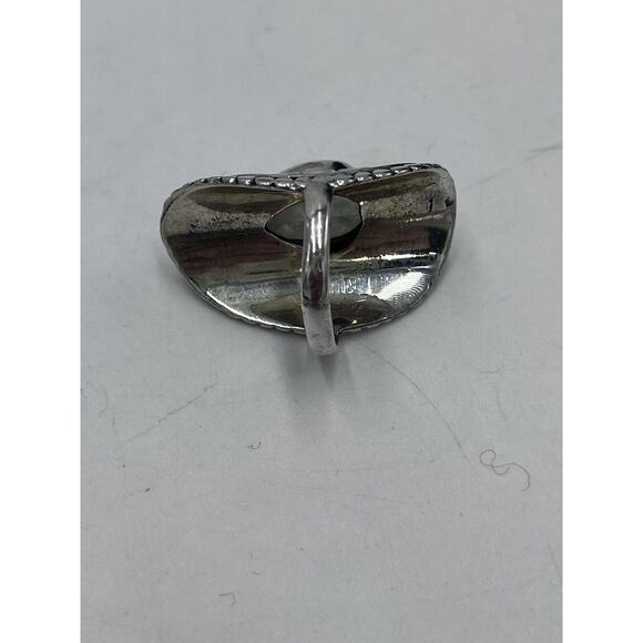 Sterling Silver Teardrop Moonstone Swirl Scrolls Bali Detail Long Ring Sz 7.5 - Picture 16 of 16